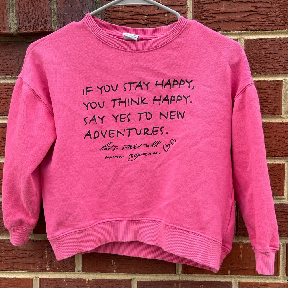 Zara kids pink crew neck sweater